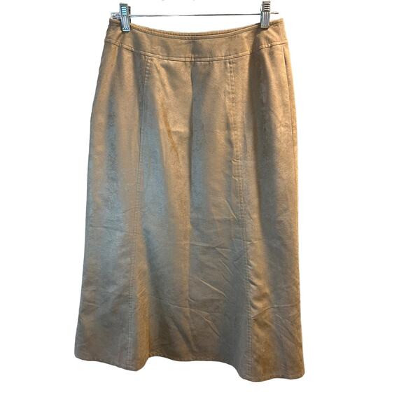 Liz Claiborne, 8p, khaki camel faux suede lined long maxi skirt - Picture 2 of 7